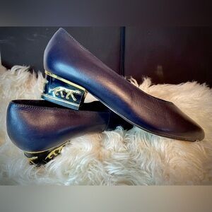 Navy-black Gold Panther Heels by Coup D’Etat